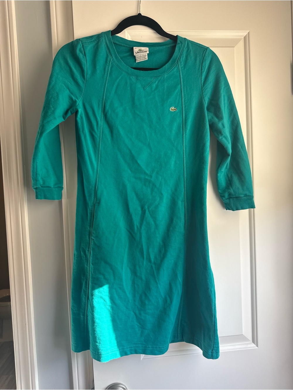 Lacoste Tennis Dress Green 100% Cotton Crewneck Dress
